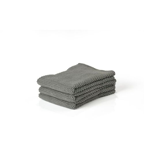 Set De 3 Lavettes En Coton Vert Olive 27x27cm