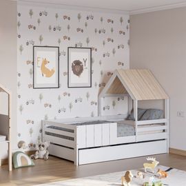 Tiroir Pour Lit Cabane 90x190 Cm En Bois Blanc