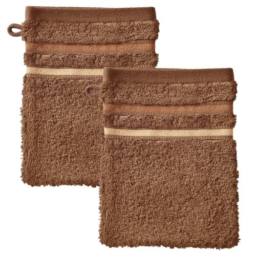 Gant De Toilette En Acrylique Beige Chataigne 15x21cm