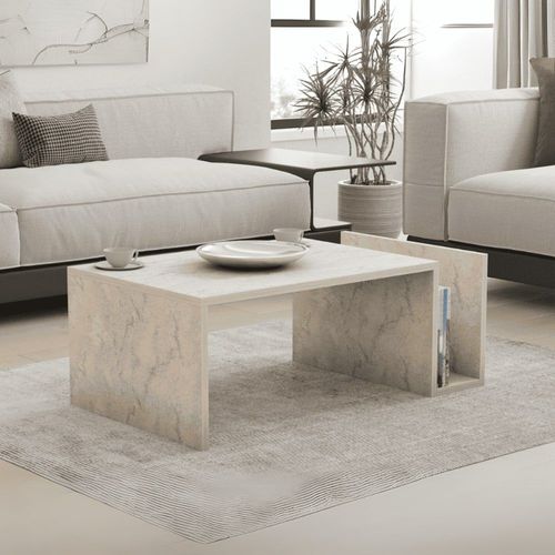 Table Basse L86,8 Cm - Effet Travertin