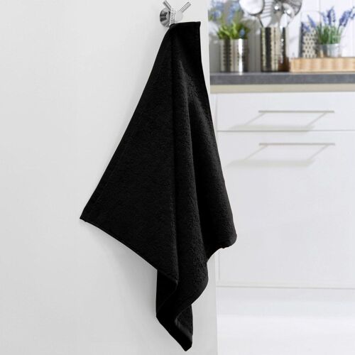 Lot De 2 Essuie-Mains En Coton Noir 50x50cm