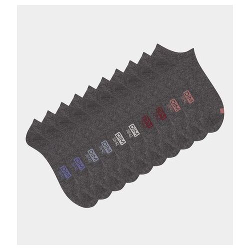 Dim Lot De 5 Paires De Socquettes Homme En Coton Gris À Vignettes Ecodim