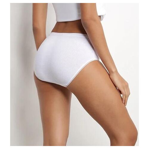 Dim Lot De 2 Slips Blancs Femme Pur Coton Taille Haute