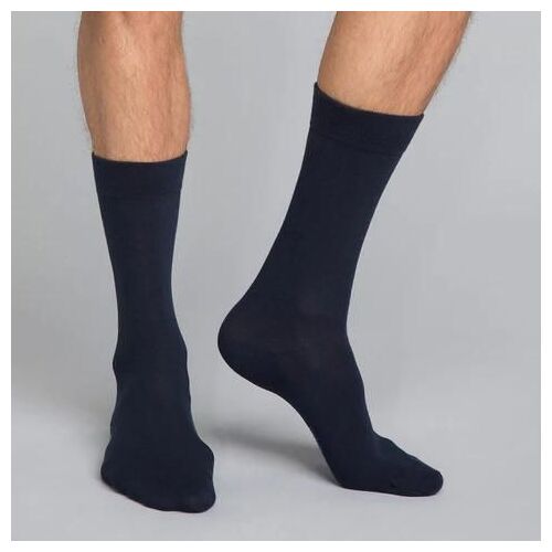 Dim Mi-Chaussettes Classique Coton X3 Bleu Homme Basic Coton