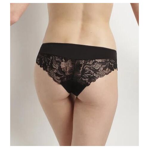 Dim Culotte Noire Femme En Microfibre Et Dentelle Generous Essentiel