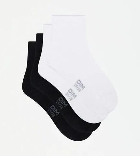 Dim Lot De 2 Paires De Socquettes Femmes En Modal Noir Blanc Dim Modal