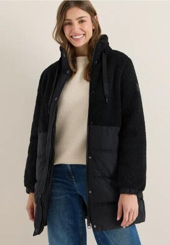 Cecil Femme Manteau Teddy Avec Mélange De Structures In Noir, Gr: Xxl