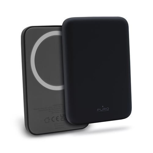 Puro Slim Power Bank 4000mah Wireless Magsafe Nero Ricarica Rapida Usb-C