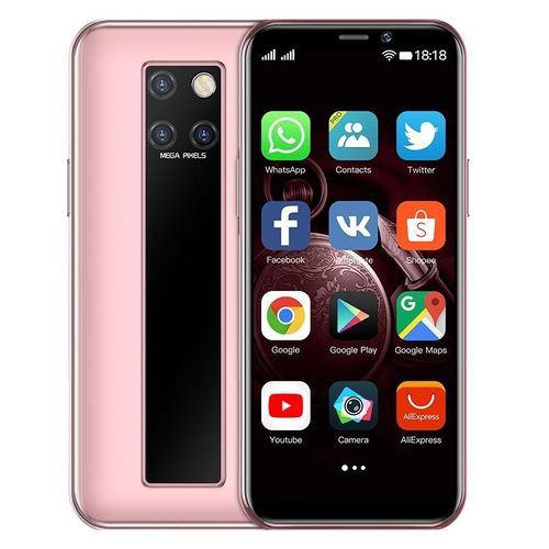 Mini Smartphone Petite Taille 4G Dual SIM Déverrouillage Facial Écran 3.46 Pouces Rose YONIS