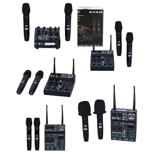 Table De Mixage 4 CANAUX USB BLUETOOTH TWS + 2 Micros-Micro-Main sans fil UHF 20Hz à 18KHz ±1dB
