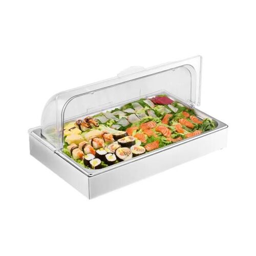Saladette Réfrigérée à Poser-VEVOR-avec 1 Plateau de Service en Acier Inoxydable-avec Couvercle et 3 Bacs à Glaçons
