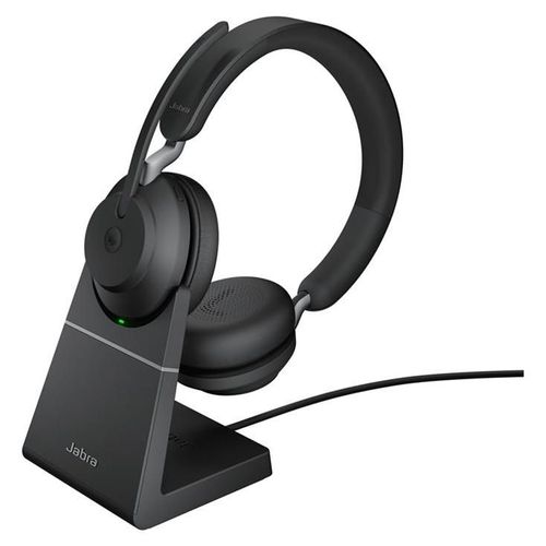 Jabra Evolve2 65 MS Stereo - Micro-casque - sur-oreille - Bluetooth - sans fil - USB-A - isolation acoustique - noir - avec support de chargement - Certifié pour Microsoft Teams
