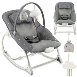 Momi Lapis Transat Bébé Avec Module Sensoriel - 8 Mélodies - 3 Modes De Vibration - Gris Foncé