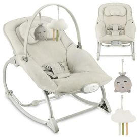 Momi Lapis Transat Bébé Avec Module Sensoriel - 8 Mélodies - 3 Modes De Vibration - Gris Clair