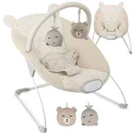 Momi Glossy Transat Bébé Avec Module Sensoriel - 8 Mélodies - 3 Modes De Vibration - Arche À Jouets - Beige
