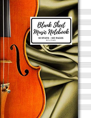 Blank Sheet Music Notebook 10 Stave: Violin Olive Music Manuscript Paper Notebook, Blank Music Sheet Paper, Music Gift / 10 Stave 102 Pages