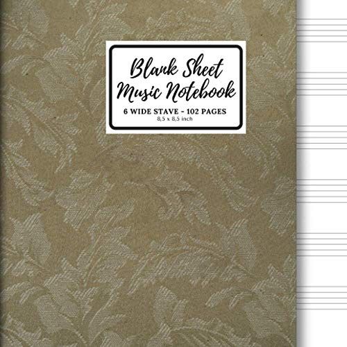 Blank Sheet Music Notebook Wide Staff 6 Stave: Fabric Music Manuscript Paper Notebook, Blank Music Sheet Paper, Music Gift / 6 Stave 102 Pages