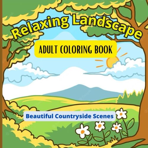 Relaxing Landscape Adult Coloring Book, Beautiful Countryside Scenes: Anxiety Relief And Have Active Mind, Size 8.5x8.5 In