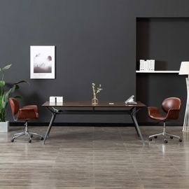 Vidaxl Chaise Pivotante De Bureau Marron Similicuir