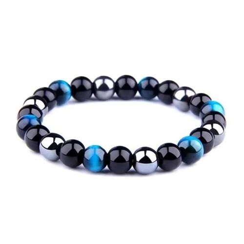 Bracelet - Blue - Oeil De Tigre - Hématite - 8mm - Élastique - Mixte