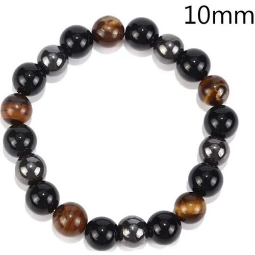 Bracelet Couple Magnétique En Oeil De Tigre Et Hématite - Soins De Santé - Aimant - Mixte