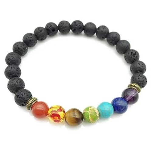 Bracelet - Isz66 - Isz66 - 7 Chakras - Pierre Semi-Précieuse - Noir Lava