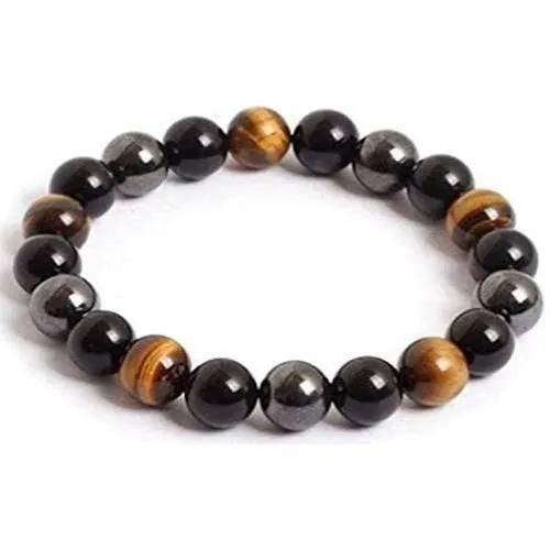 Bracelet - Triple - Oeil De Tigre - Hématite - Obsidienne Noire - Protection