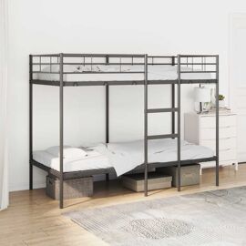 VidaXL Lit superposé sans matelas noir 100x190 cm acier