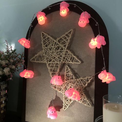 Guirlande Lumineuse 1,65 M Avec 10 Led En Forme D'hippopotame - Fonctionne À Piles - Décoration De Festival - Blanc Chaud - Ornement Animal - Veilleuse Pour Chambre D'enfant (Hippopotame