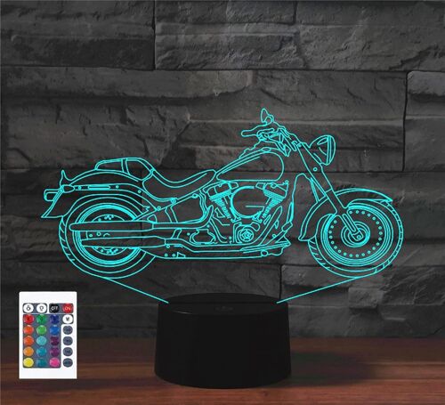 Télécommande 3d Pour Moto 16 Couleurs Illusion De Veilleuse En Acrylique Led Lampe De Chevet Pour Chambre D'enfant Décoration De Bureau Cadeau D'anniversaire Jouet Pour Enfants