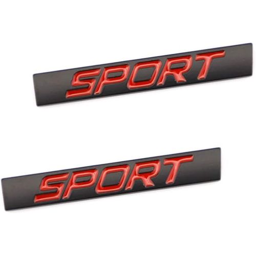 Lot De 2 Emblèmes De Sport 3d En Métal Pour Décoration De Voiture - Lettres Adhésives En Métal - Noir Et Rouge