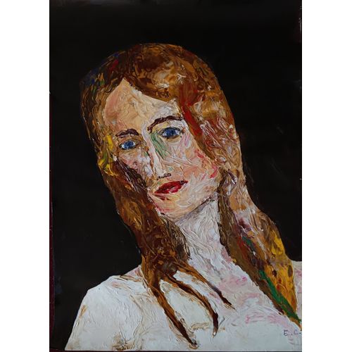 Portrait  Acrylique Et Au Couteau
