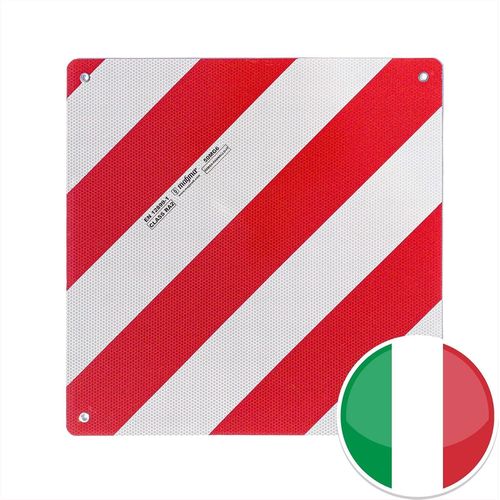 Panneau De Signalisation Italien Pour Porte Vélo Ou Moto, Caravane, Remorque, Camion, Voiture | Signal De Sécurité Réflecteur Catadioptre | Homologué V20 Code Route Italie | Rouge Et Blanc (1)