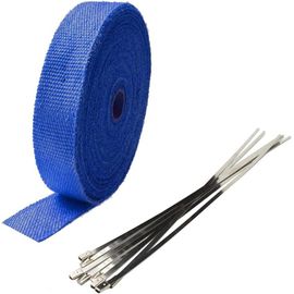 2.5cm X 5m Bleu Bande Thermique Echappement Ruban Protection Bande Isolant Moto Tuyeau Collecteur D'échappement Avec 6 Attaches Câble