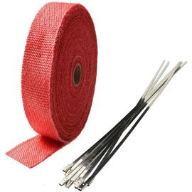 2.5cm X 5m Rouge Bande Thermique Echappement Ruban Protection Bande Isolant Moto Tuyeau Collecteur D'échappement Avec 6 Attaches Câble