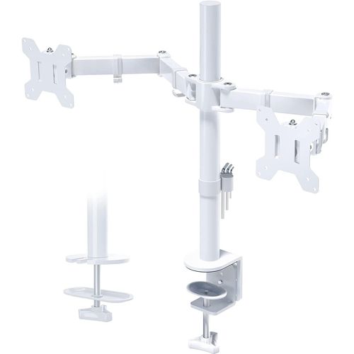 Support Ecran PC 2 Ecran pour Moniteurs de 13-27 Pouces, Bras Ecran PC Réglable en Hauteur, Inclinable, Rotatif et Pivotant, Poids Max 10KG, VESA 75/100
