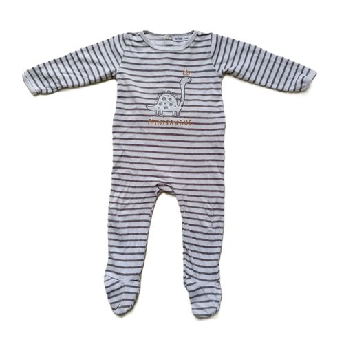 Pyjama Blanc Et Gris À Dinosaure. Dors Bien. Grenouillère. Gémo. Taille 24 Mois