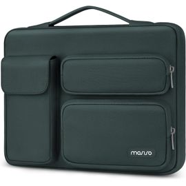 Housse Ordinateur 13-13,3 Pouces Compatible Avec Macbook Air/Pro 13 / Pro 14, Hp Dell Asus Lenovo,Pochette Pc Ouvert Latérale Avec 2 Surélevées&1 Poche À Rabat,Vert Émeraude