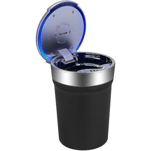 Cendrier de voiture Portable Cylindre sans fumée avec couvercle et lumière LED bleue