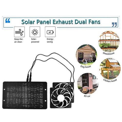 Kit De Ventilateurs À Panneau Solaire 10 W, Panneau Solaire D'extérieur Portable, 2 Ventilateurs D'extraction Pour Poulaillers Et Animaux Domestiques #D216832