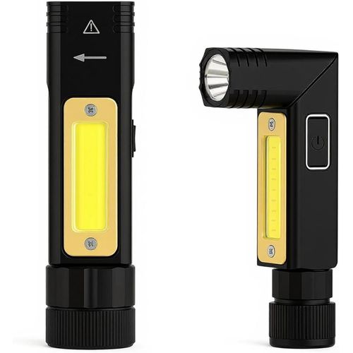 Lampe Torche Led Rechargeable 2-En-1 Jusqu¿À 10 000 Lumens | Utilisation À Main Ou Frontale Avec Sangle | Aluminium Résistant, Rotation 90° Et Base Magnétique | 5 Modes, Charge Usb Intégrée