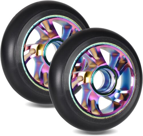 100mm Scooter Replacement Wheels Pro Stunt Scooter Wheels Colorful Aluminum Alloy Scooter Accessories City Scooter Replacement Wheels For Freestyle Scooter