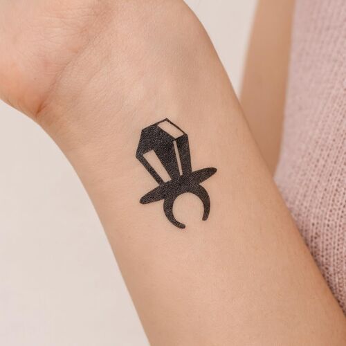 Faux Tatouage Anneau-®|Tatouage Ephemere Femme Et Homme-Cosmétique Certifié Ue,Encre Vegan & Waterproof-Dure 1 À 2 Semaines [ Tattoo Bague En Diamant Noir ]