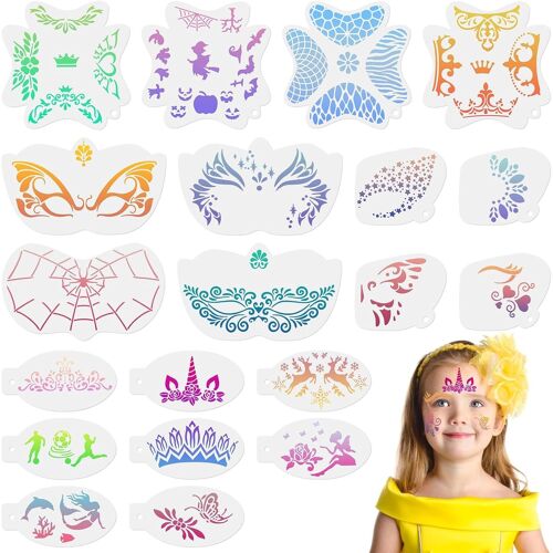 Kalanka-20 Pièces Pochoir Maquillage Enfant, Décoration De Noël, Pochoirs De Peinture Faciale Réutilisables Tatouage Enfant De Peinture Pour Visage Et Corps Noël Fête De Vacances Cosplay,B 