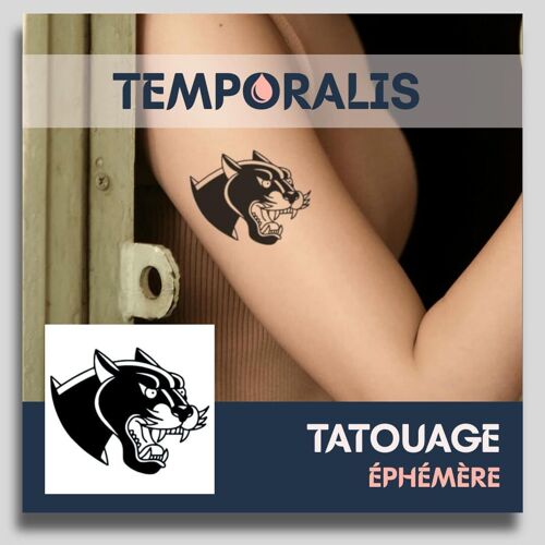 Faux Tatouage Panthère-®|Tatouage Ephemere Femme Et Homme-Cosmétique Certifié Ue,Encre Vegan & Waterproof-Dure 1 À 2 Semaines [ Tattoo Tête De Panthère ] 