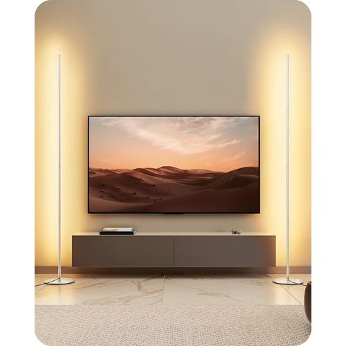 2pcs Lampadaire Sur Pied Salon Led À Intensité Variable En Continu, Lumière Blanc Chaud 3000k, Lampadaire D'angle Avec Interrupteur À Pied, Lampe D'ambiance Moderne Pour Chambre, Salon
