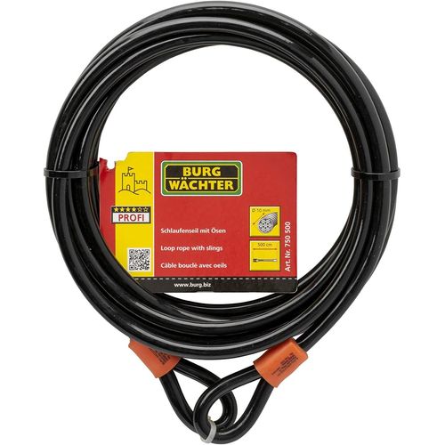 MEVRONISSHOP-Câble de sécurité avec ?illets, câble en acier revêtu (sans verrou), sécurité pour meubles de jardin, vélo, moto, 750 500, noir, 5 m