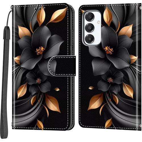 SJZG-Coque Pour Samsung Galaxy A16 4G / A16 5G, Housse En Cuir Pu Etui À Rabat Pochette De Portefeuille Avec Fentes Pour Cartes Fonction Support Feuilles Et Fleurs