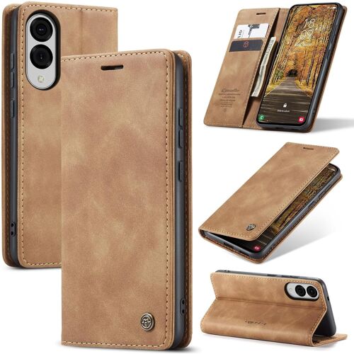 SJZG-Coque Pour Samsung Galaxy S25 Edge 5G Premium Housse Cuir Protection Pochette Rabat Portefeuille Flip Case Porte Magnétique Coque Étui Pour Samsung Galaxy S25 Edge, Brun