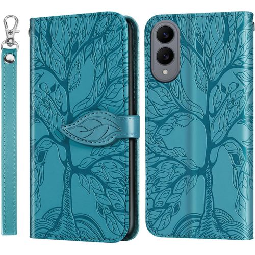 Étui De Protection Pour Téléphone Portable Samsung Galaxy S25 Edge 5g - En Cuir Synthétique - Avec Compartiments Pour Cartes - Dragonne - Fermeture Magnétique - À Rabat - Turquoise
